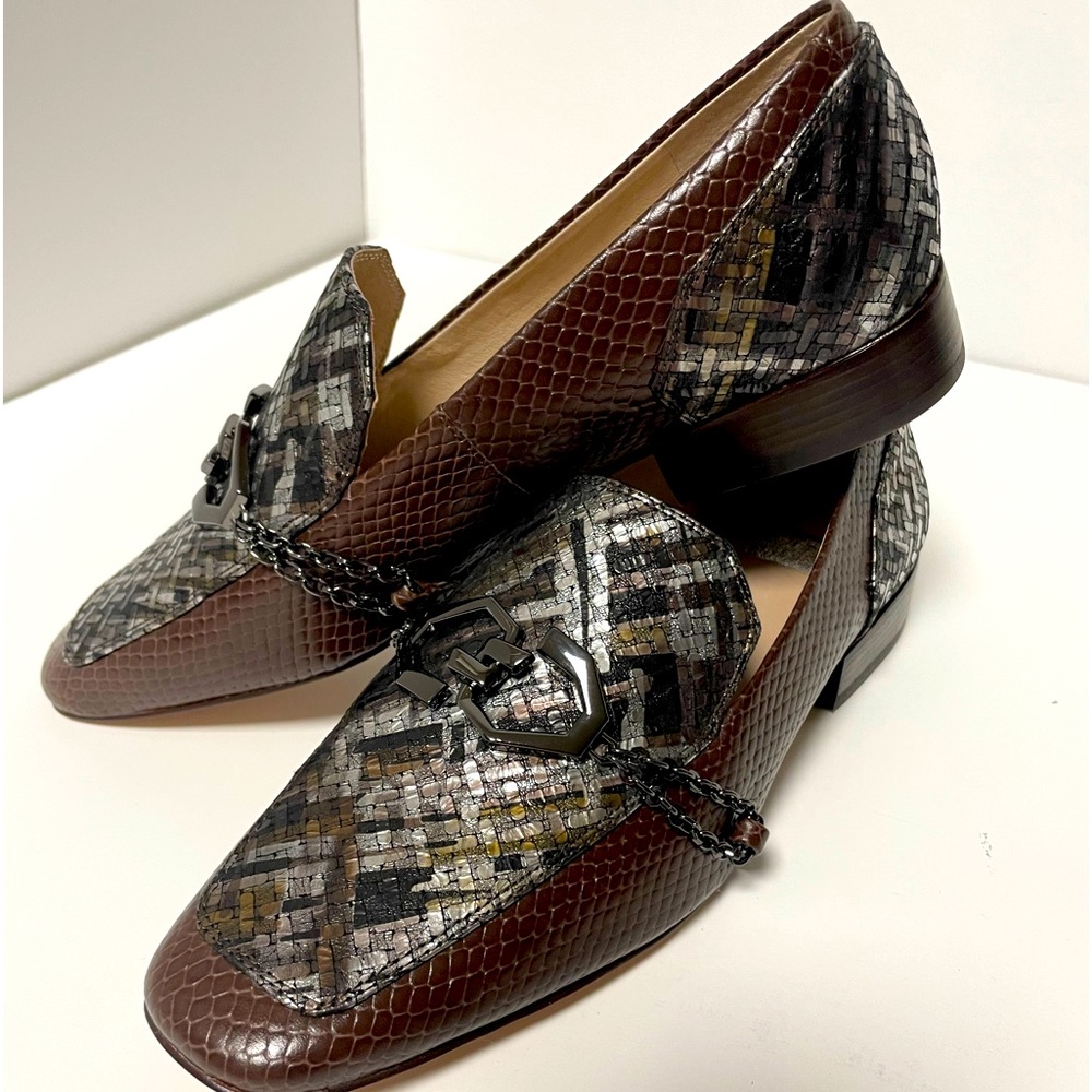 Louise et Cie Brown & Multi-Color Patterned Leather Loafers